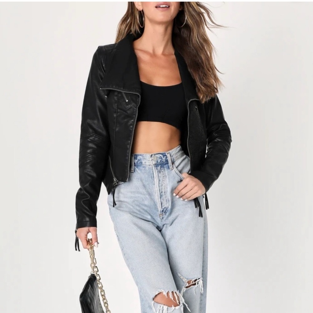 Lulu’s “Up On a Tuesday” Black Vegan Leather Jacket ✨ Large